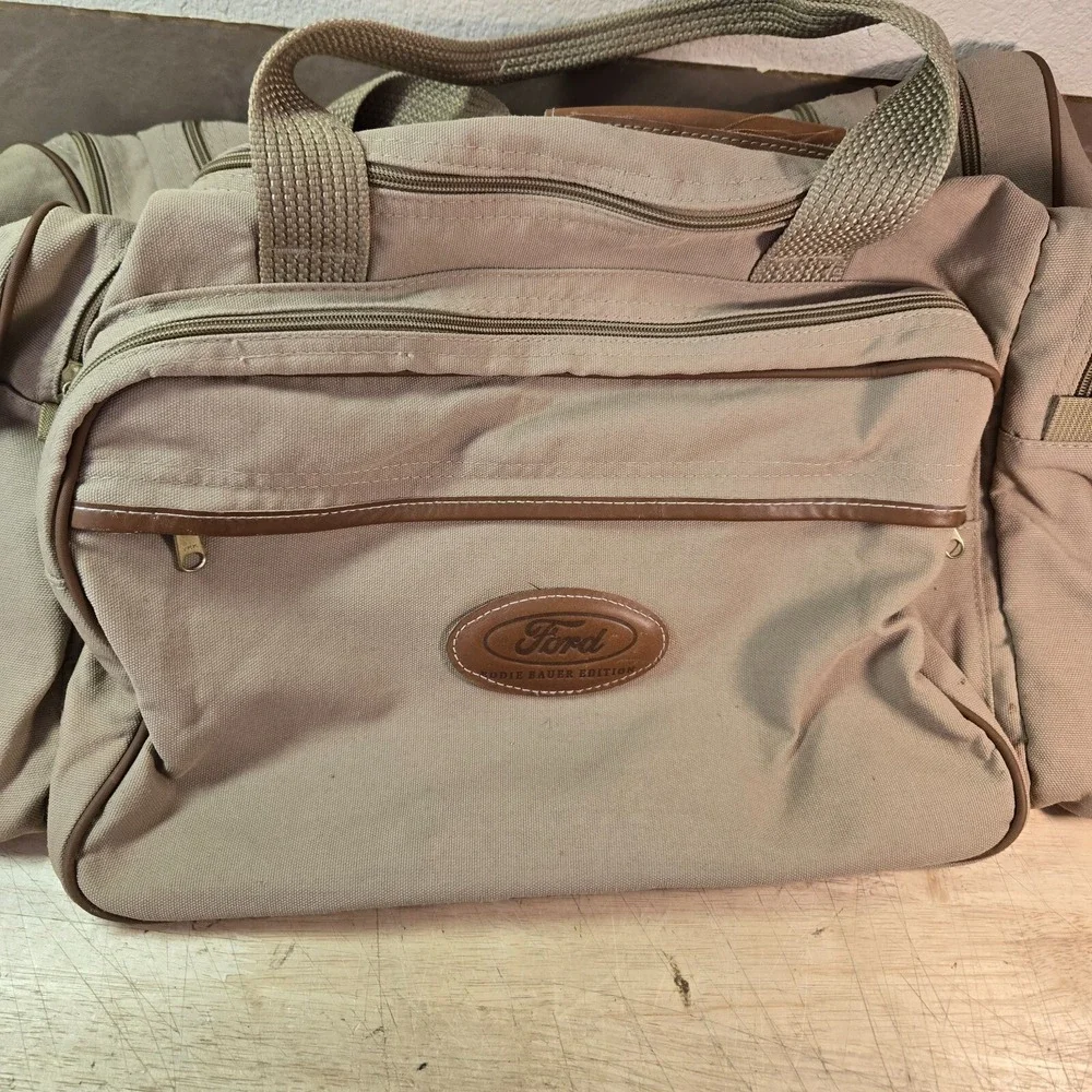 Vintage Ford Eddie Bauer Edition Duffle Bag Canvas Tan Weekender